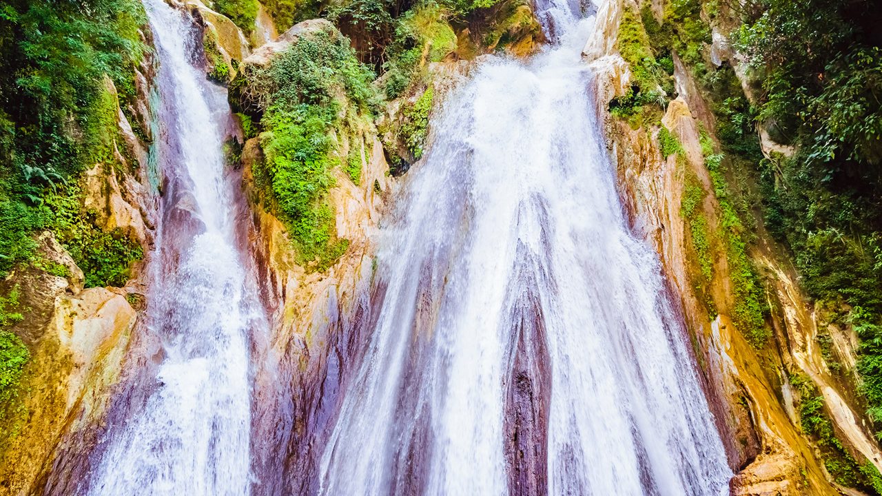 Kempty Falls is a magnificent waterfall nearly 1364m above sea level in the lap a green valley, Uttarakhand, India. The falls are situated on the hilly tracks,13 km from Mussoorie on the Chakrata Road