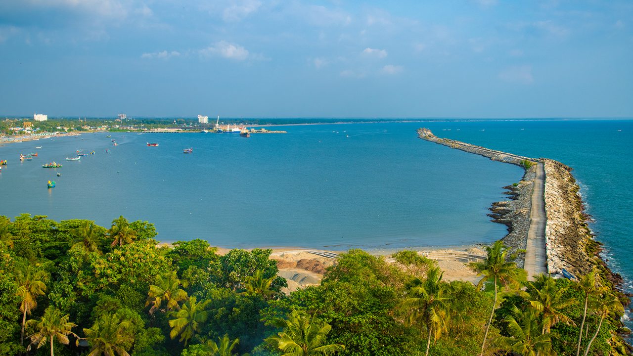 Kollam Beach arial view from lighthouse