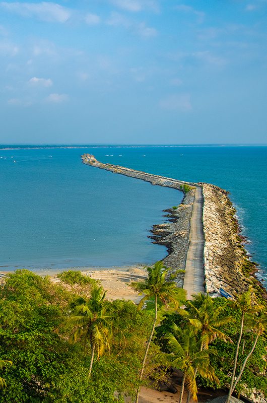 Kollam Beach arial view from lighthouse