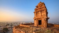 Lower Shivalaya near Badami Caves, Badami, Karnataka State, India. Built in 6th-7th century AD. It is unesco heritage site and place of amazing chalukya dynasty sotne art.