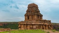 Beautiful view of upper shivalaya temple at top of the hill in Badami.