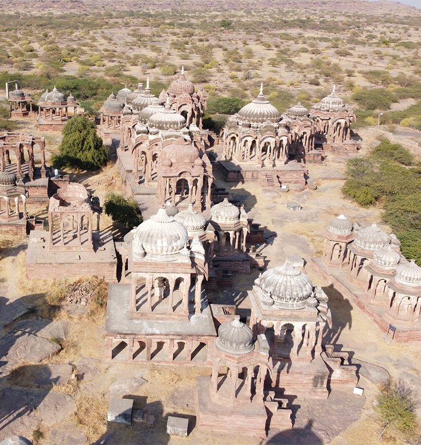 Aerial View of Mahamandir Hindu Temple located at Jodhpur, Rajasthan, India