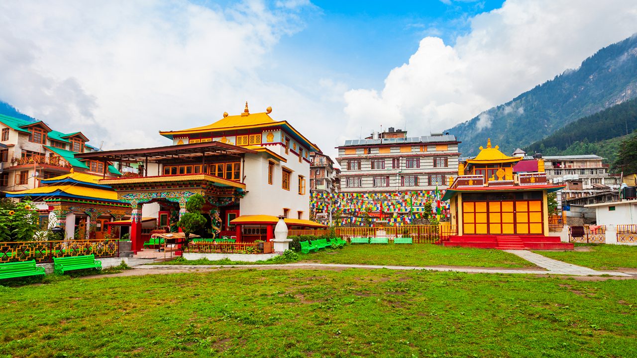 Buddhist Monastery and Temple in Manali town, Himachal Pradesh state of India