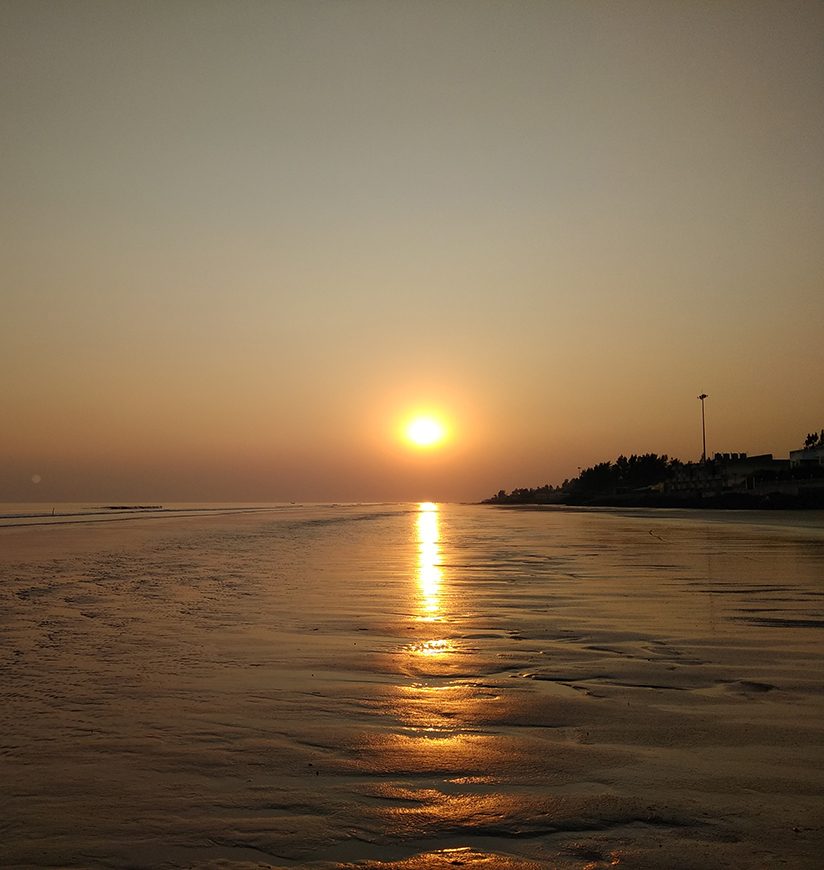 Sunset wave at mandarmani sea beach west Bengal India