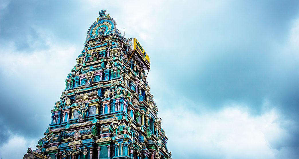 Beautiful view of the gopuram (tower) of Masani Amman Temple in Anaimalai, Pollachi, Coimbatore district of Tamil Nadu state, India.; Shutterstock ID 1887217495; purchase_order: -; job: -; client: -; other: -