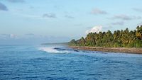 beautifull blue sky and clear sea on minicoy island of  lakshadweep