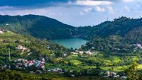 Aerial view of naukuchiatal Lake, Uttarakhand, India