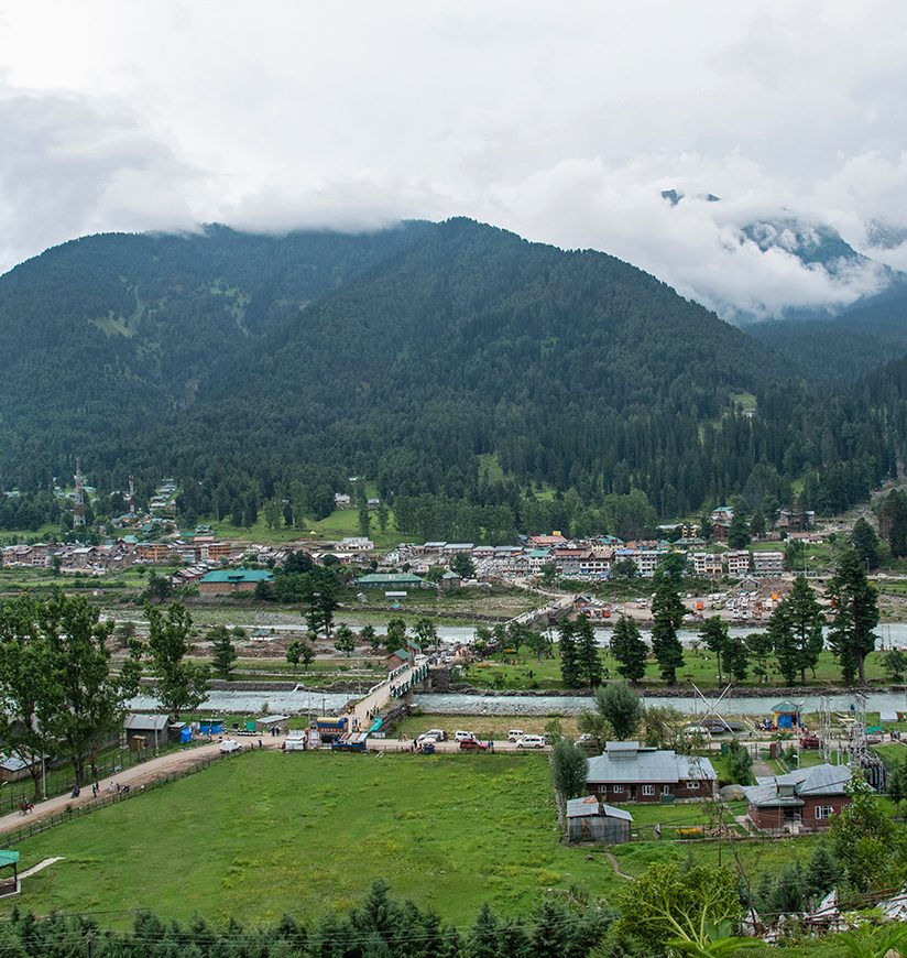 Pahalgam village aerial view, Jammu andKashmir, India