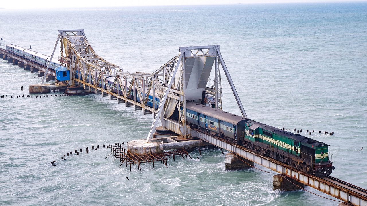 Pamban Bridge, Tamil Nadu, India...