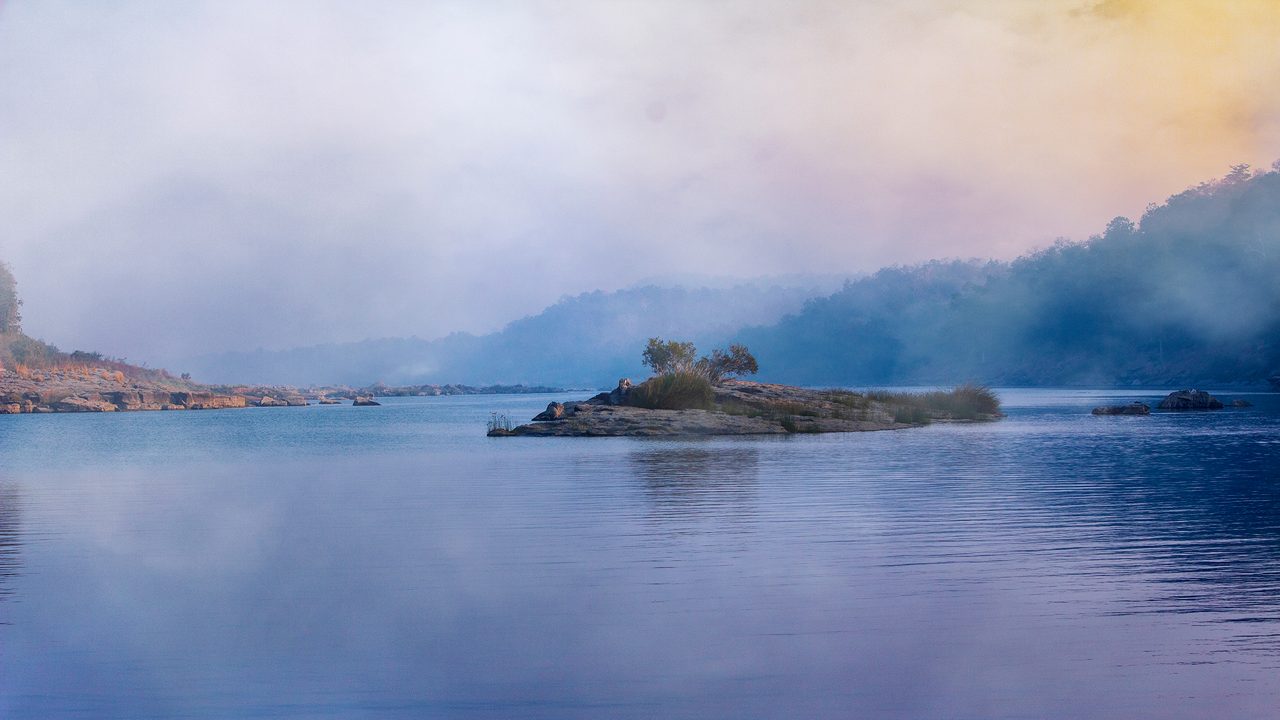 Early morning Fog on Karnavati River inside Panna Tiger Reserve/Panna National Park, Madhya Pradesh, India; Shutterstock ID 1268926462; purchase_order: -; job: -; client: -; other: -