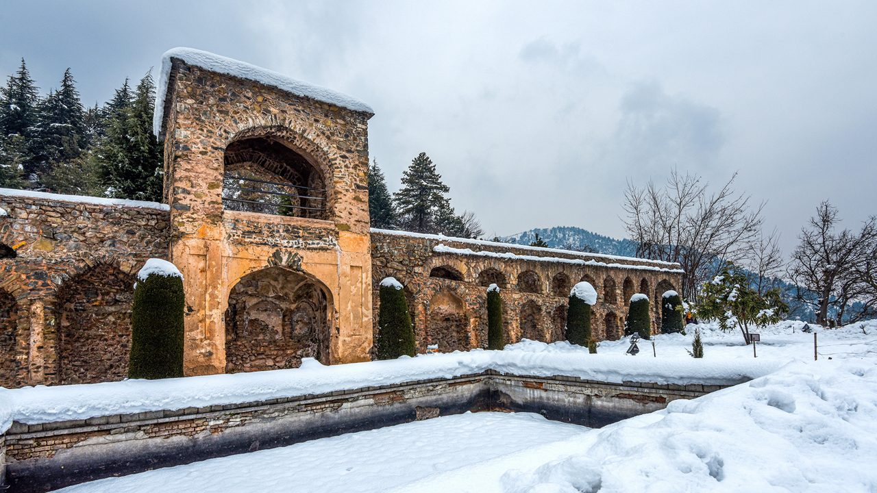 A beautiful view landscape of Pari Mahal in winter season, srinagar, kashmir, india; Shutterstock ID 1988817953; purchase_order: -; job: -; client: -; other: -