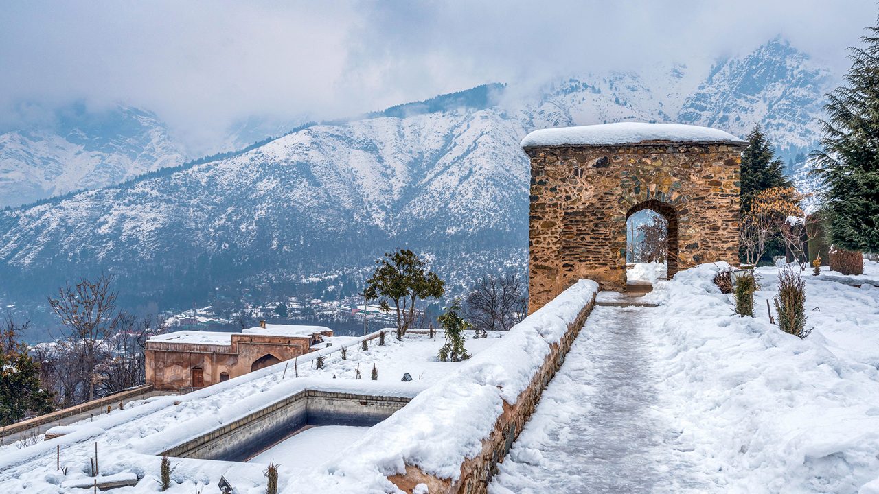 A beautiful view landscape of Pari Mahal in winter season, srinagar, kashmir, india; Shutterstock ID 2029990361; purchase_order: -; job: -; client: -; other: -