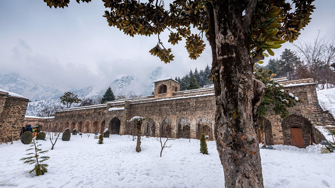 A beautiful view landscape of Pari Mahal in winter season, srinagar, kashmir, india; Shutterstock ID 1988817980; purchase_order: -; job: -; client: -; other: -