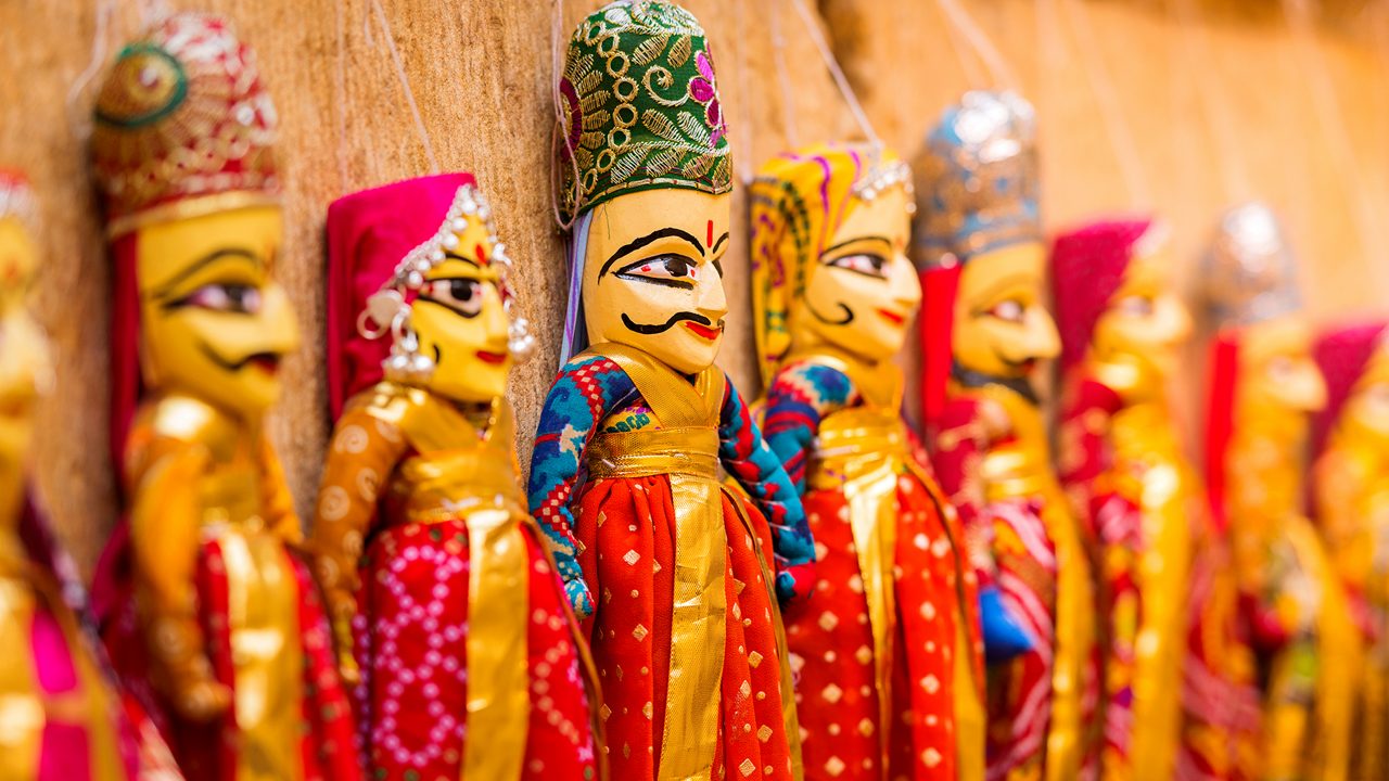 Hand made colorful Rajasthan puppets