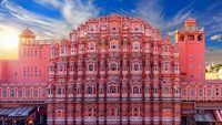 Pink palace Hawa Mahal, Jaipur, India, beautiful sunset view