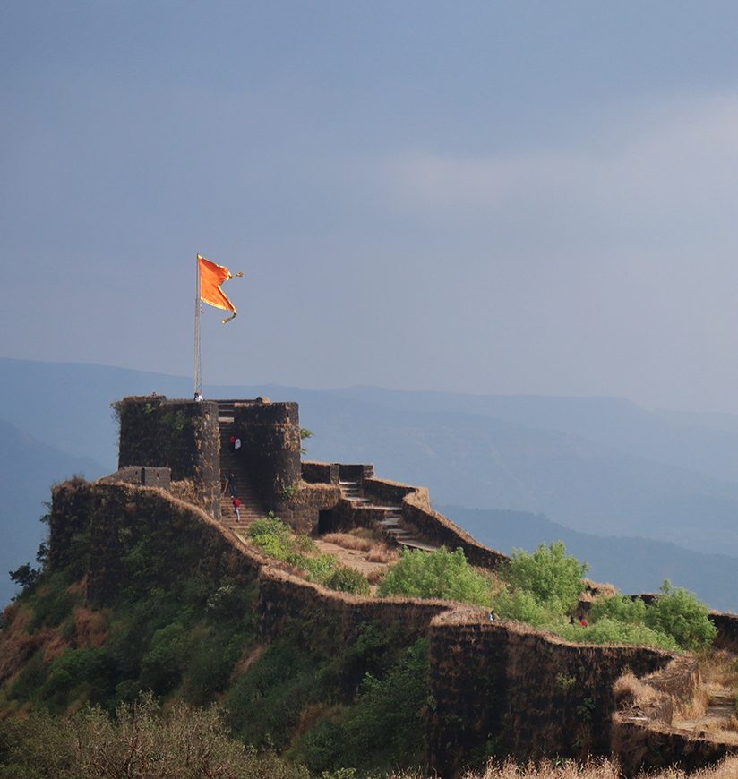 Pratabgad Fort, one of the Most crucial forts of Shivaji Maharaj. as seen from the top, Near Mahabaleshwar, India