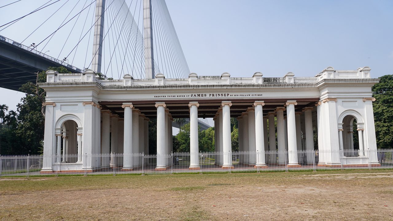 Famous Area of Kolkata, India. Prinsep Ghat is belong besides of the Hooghly River in India. Prinsep Ghat is a ghat built-in 1841 during the British rule. ; Shutterstock ID 2226165259; purchase_order: -; job: -; client: -; other: -