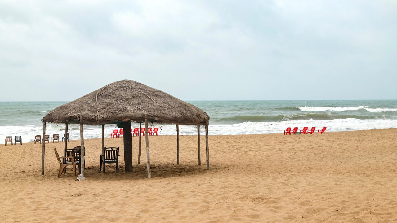 A beach hut on the the coastal town of Puri, Orissa, India.