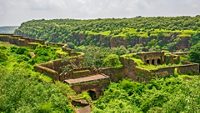 ruins inside Ranthambhore Fort, in Rajasthan, India 