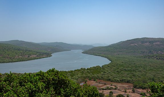 View of Savitri River on the way to Velas beach in Raigad district,Maharashtra,India