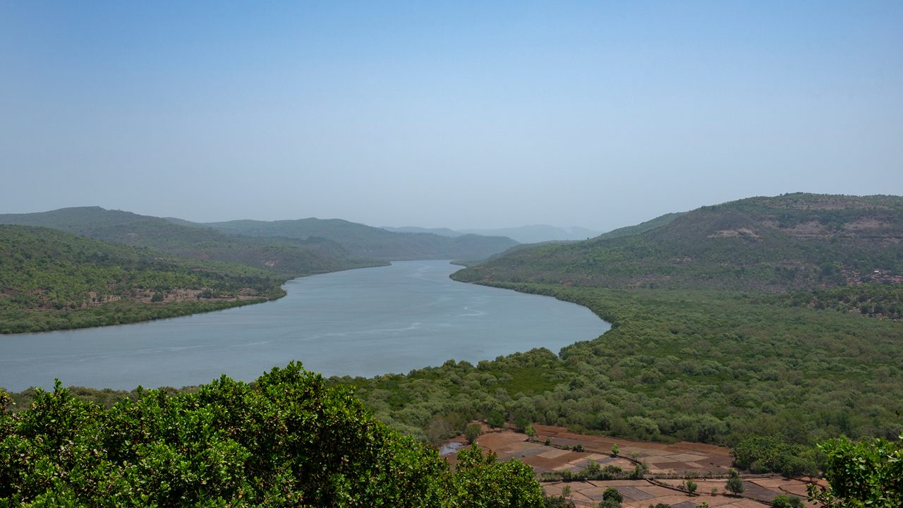 View of Savitri River on the way to Velas beach in Raigad district,Maharashtra,India