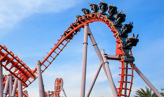 Roller Coaster at amusement park of Bangkok, Thailand.