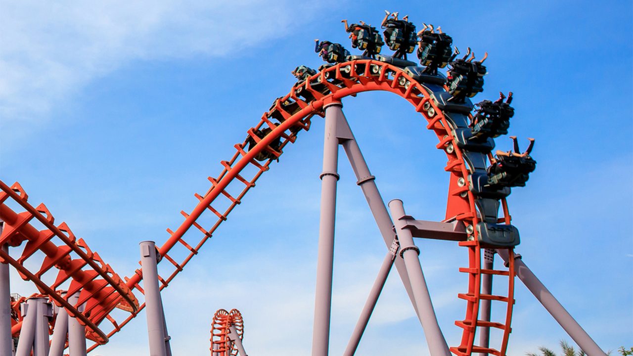 Roller Coaster at amusement park of Bangkok, Thailand.