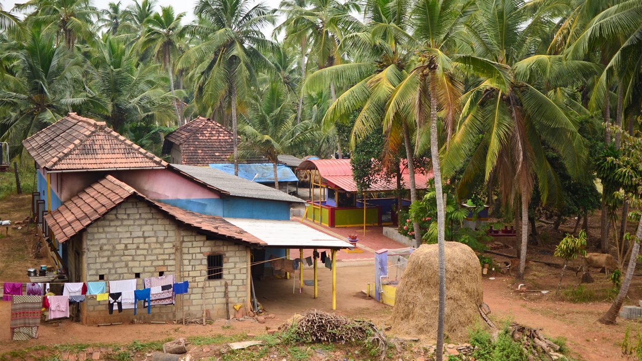 Beautiful landscape of rural India. Scene captured during a train journey from Goa to Mangalore.