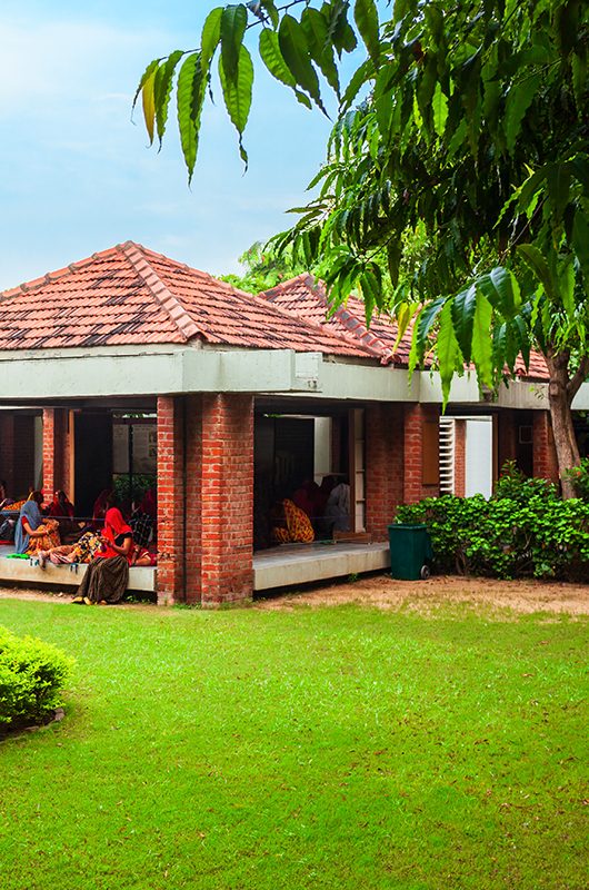 Street view of the Sabarmati Gandhi Ashram or Harijan Ashram or Satyagraha Ashram in Ahmedabad city in Gujarat state of India 