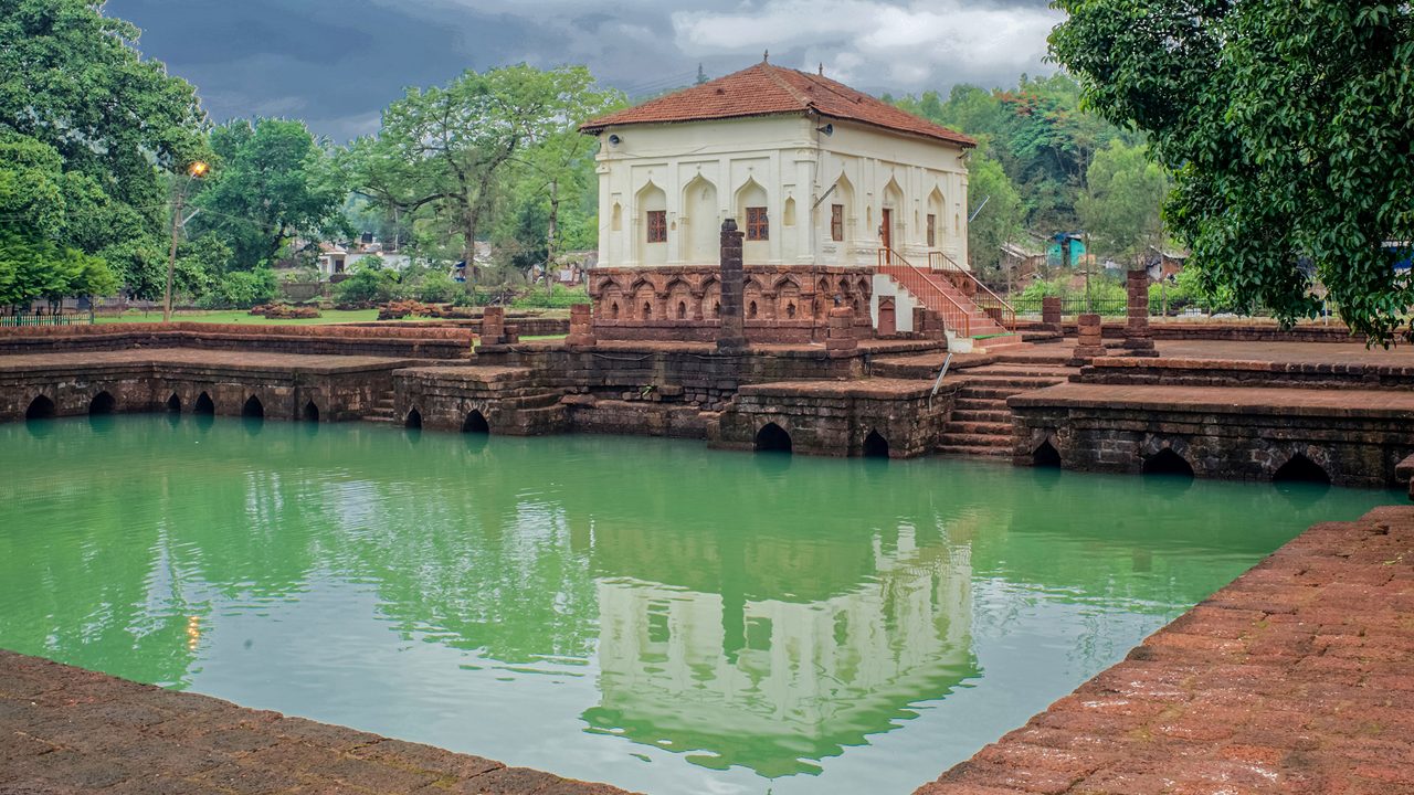 06 10 2009 the SAFA SHAHOURI MASJID built by Ibrahim Adilshah in 1560 AD, to the south of the Mosque there is water tank about 30X30 meter with Mihrab designs. Ponda, old Goa India.; Shutterstock ID 2152602629; purchase_order: -; job: -; client: -; other: -