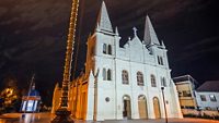 Santa Cruz Basilica in Cochin night, Kerala, India; Shutterstock ID 1305037180; purchase_order: -; job: -; client: -; other: -