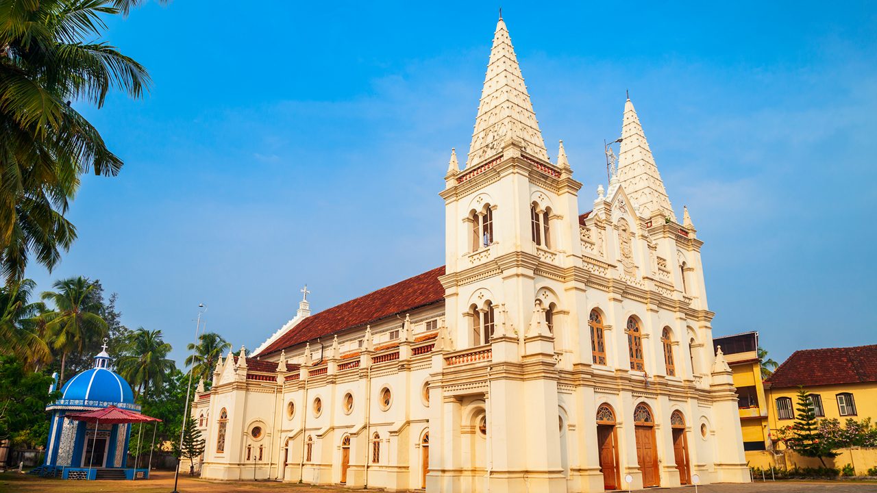 Santa Cruz Basilica or Roman Catholic Diocese of Cochin church located in Fort Kochi in Cochin, India