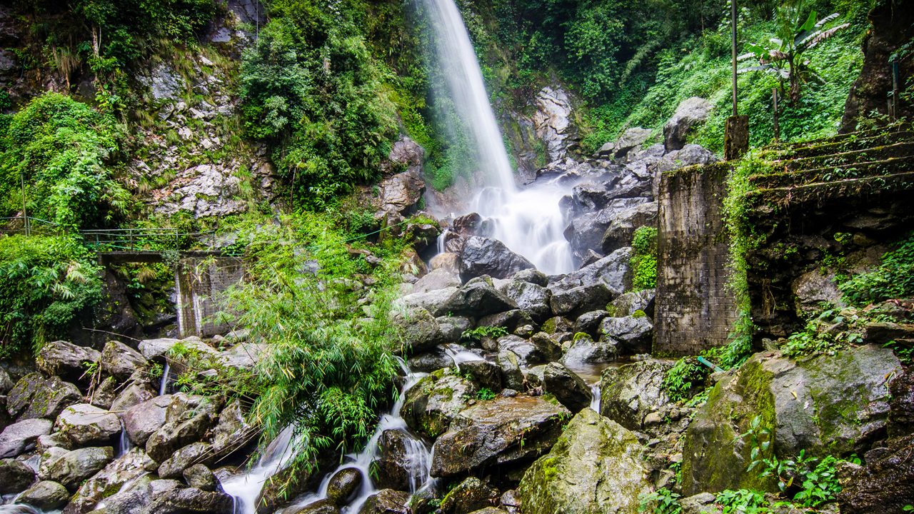 Seven sisters' waterfall near Gangtok in Sikkim, India