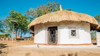 Indian folk village Shilpgram, traditional house in Udaipur, India