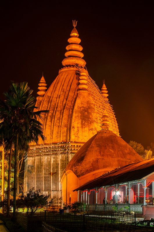 A night image of Sivadol, an ancient Siva temple in Sivasagar district, Assam, India. It is one of the tallest Siva temples and regarded high by the Hindus