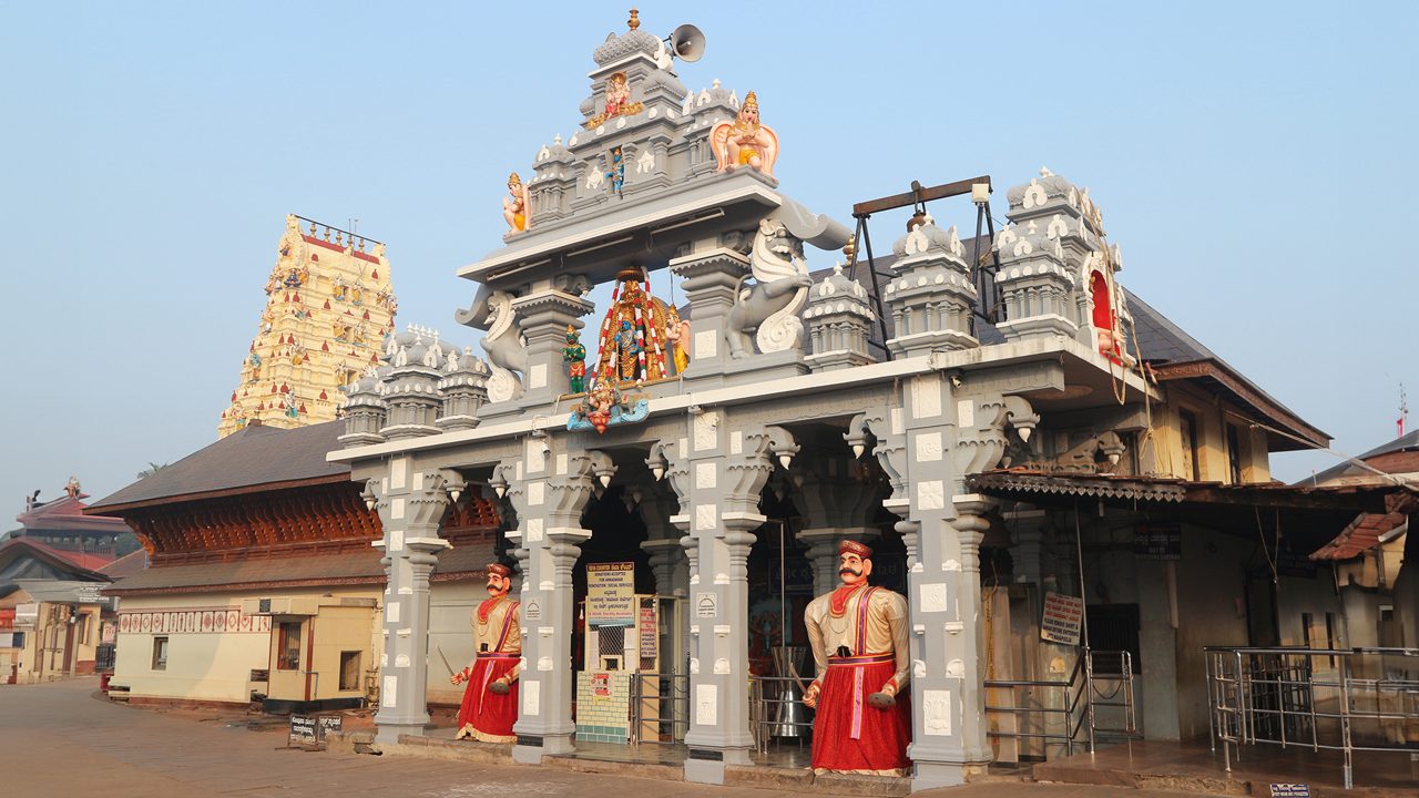 Udupi Sri Krishna Matha - The popular place of Hindu pilgrimage. Udupi Krishna temple. December 12, 2017, Udupi, India