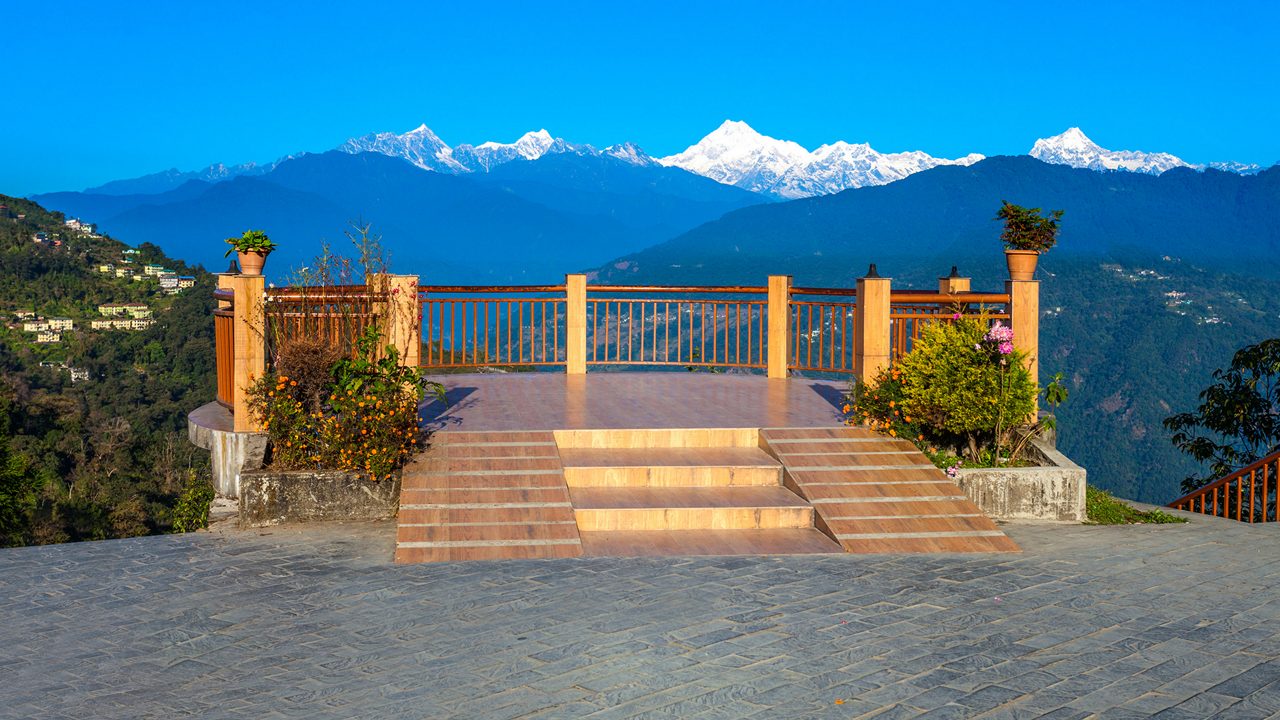 Kangchenjunga view from the Tashi Viewpoint in Gangtok, Sikkim state of India