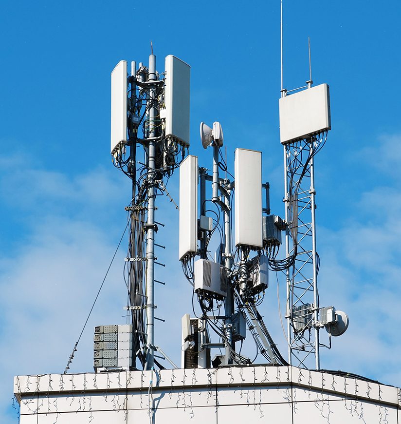 5G Cell Towers on sky background