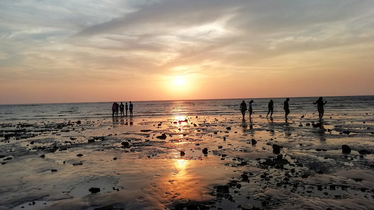 Amazing sunset at tithal beach India. 