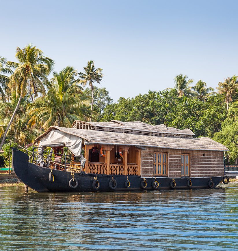 Traditional houseboat at Vembanad Lake, Kerala