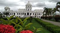 The Ujjayanta Palace of the Kingdom of Tripura situated in Agartala that was constructed between 1899 and 1901 by the King of Tripura, Maharaja Radha Kishore Manikya Debbarma under Martin and Burn Co.