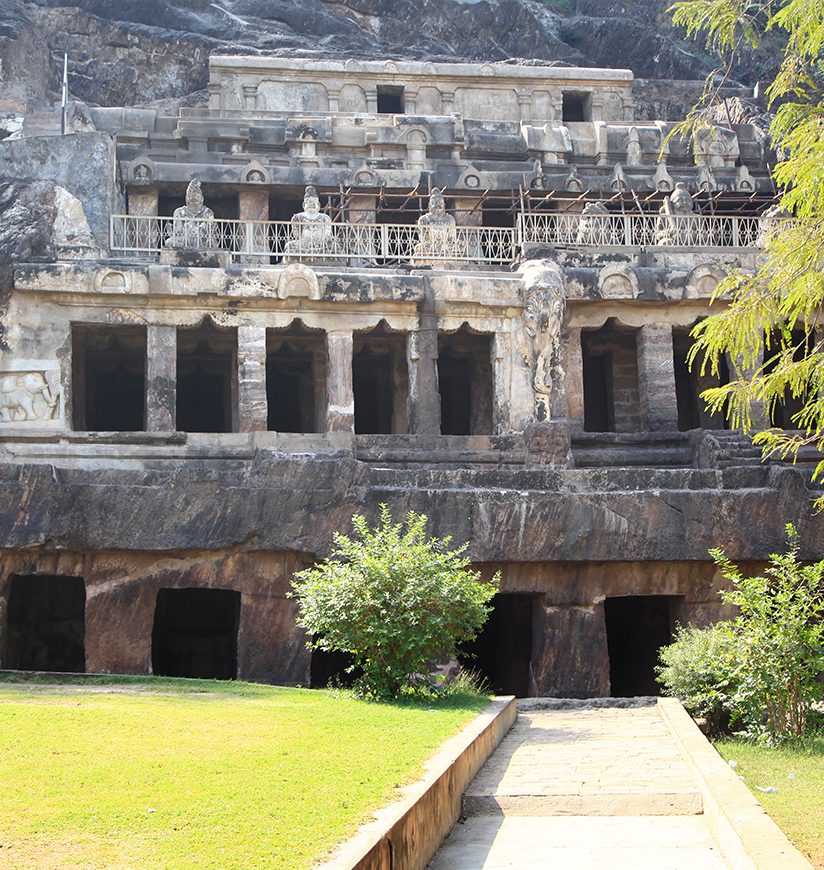 Historic Undavalli caves near Vijayawada city in India