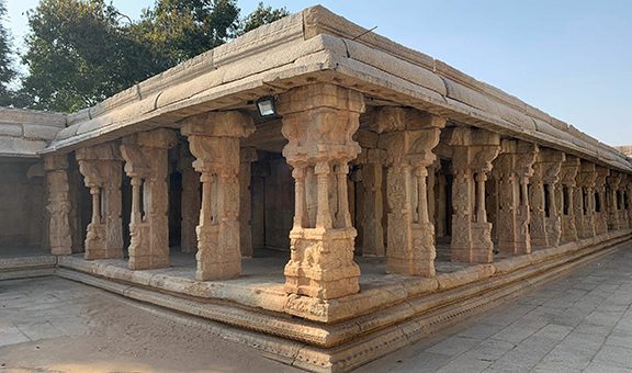 Pillars of Veerabhadra temple in Lepakshi, Andhra Pradesh, India