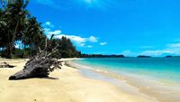 Pristine Wandoor Beach on a sunny day, Port Blair, Andaman and Nicobar Islands, India, Asia.