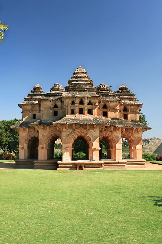 Lotus mahal of Zanana Enclosure at ancient town Hampi, Karnataka, India