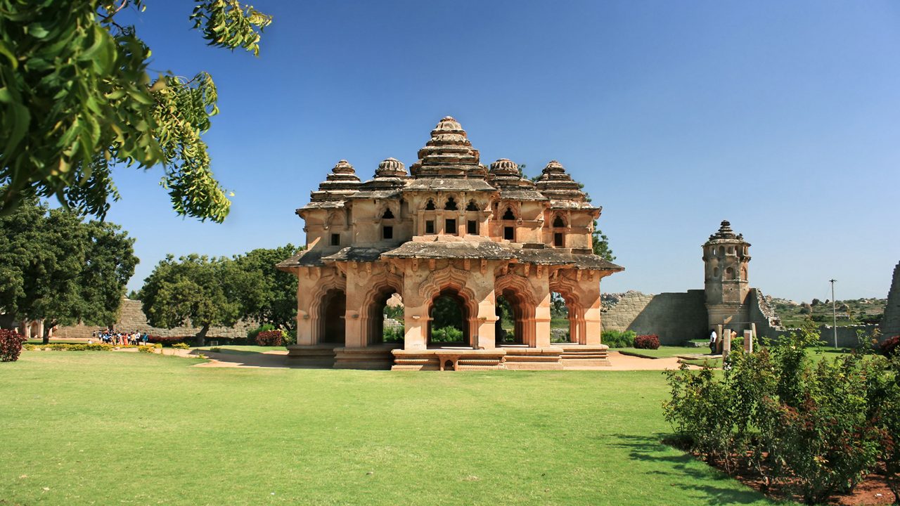 Lotus mahal of Zanana Enclosure at ancient town Hampi, Karnataka, India