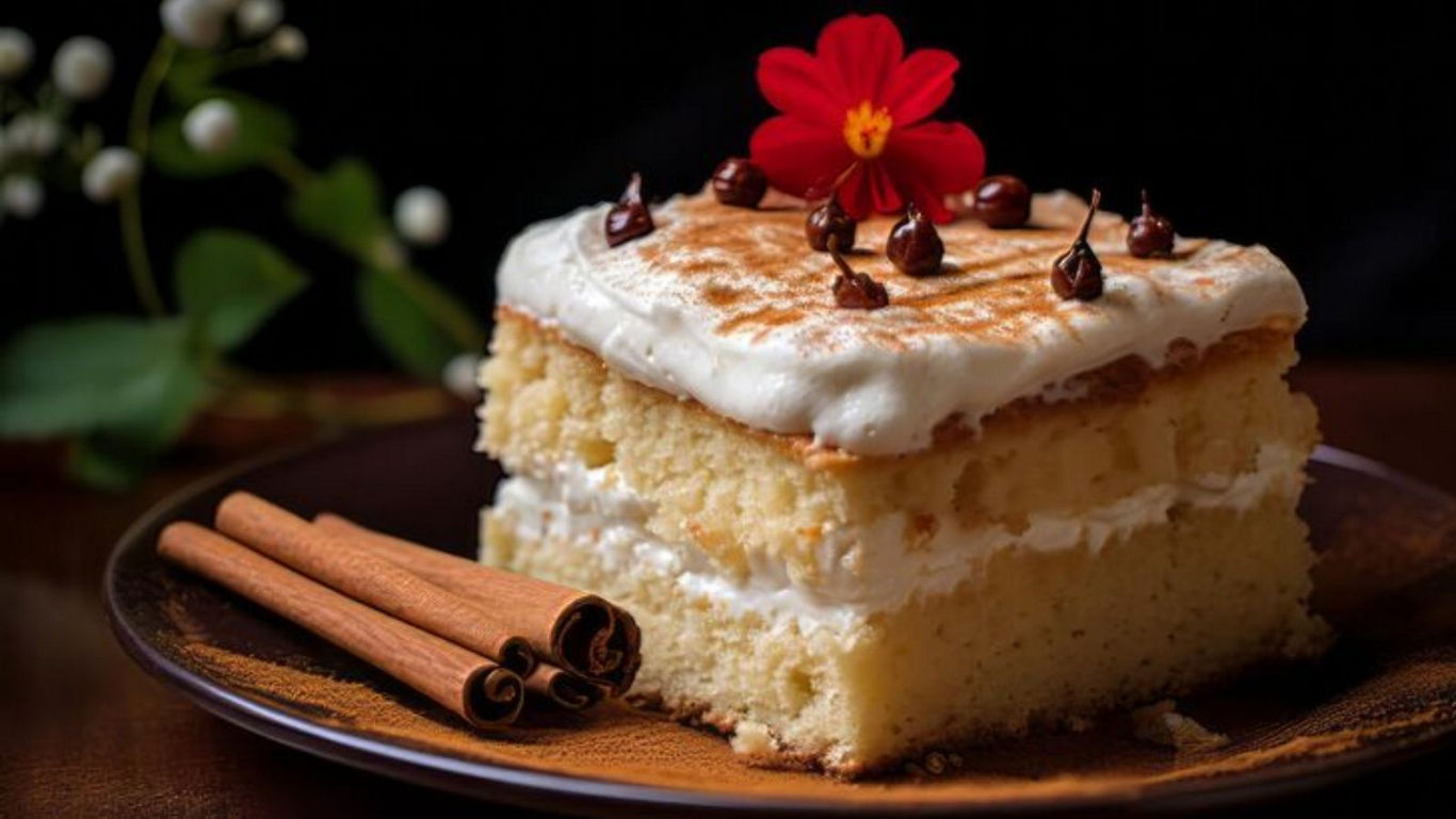 Vanilla layer cake slice with frosting