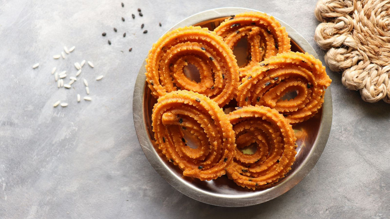Traditional Indian murukku snack on plate