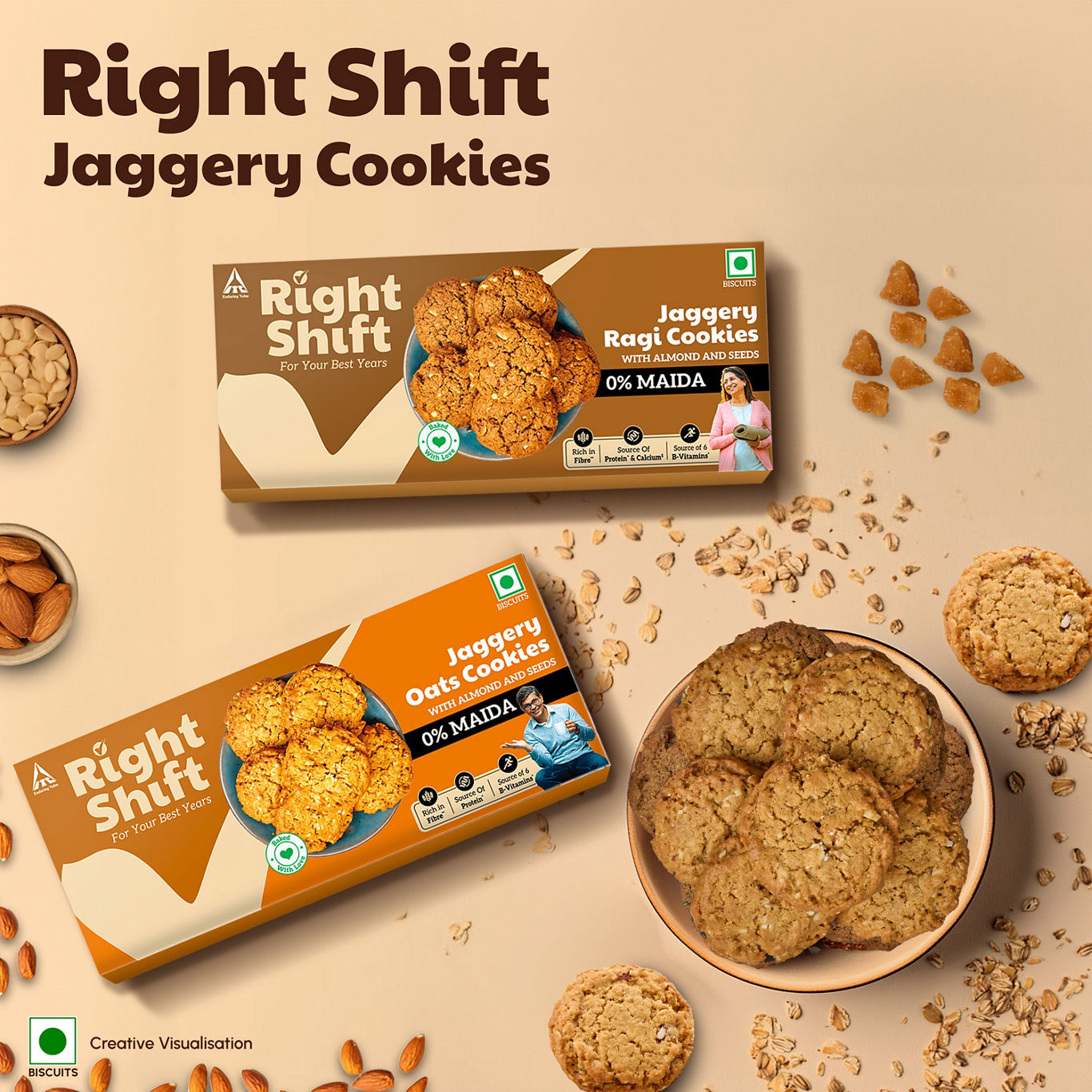 Right Shift - Jaggery Oats Cookies 25g pkt