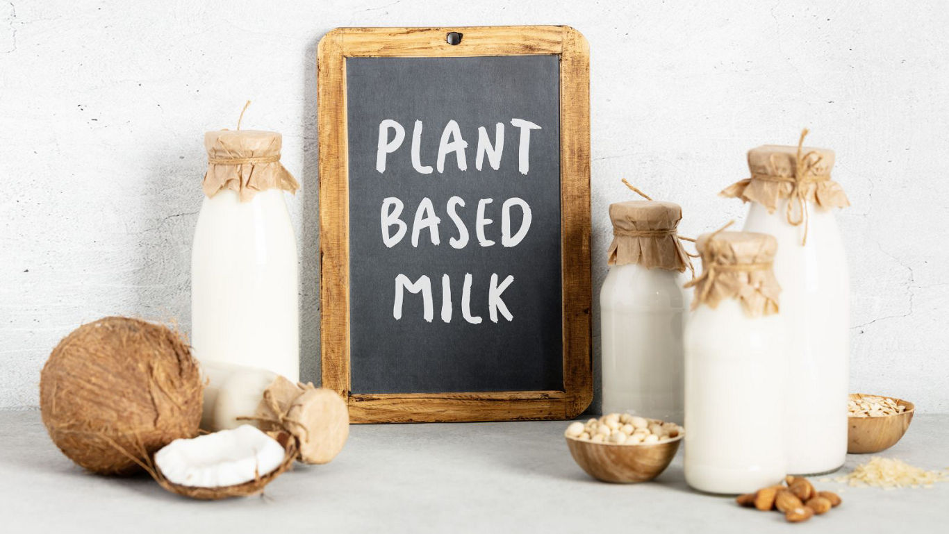 Assorted Plant Based Milk Bottles Display